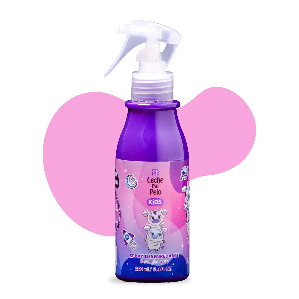 Leche Pal Pelo MEGAKIDS Kit: Shampoo + Conditioner + Styling Cream (Leave-in Conditioner) + Detangler Spay + Hair Splash SLS Free - Vegan - Abyssinian, Coconut & Jojoba