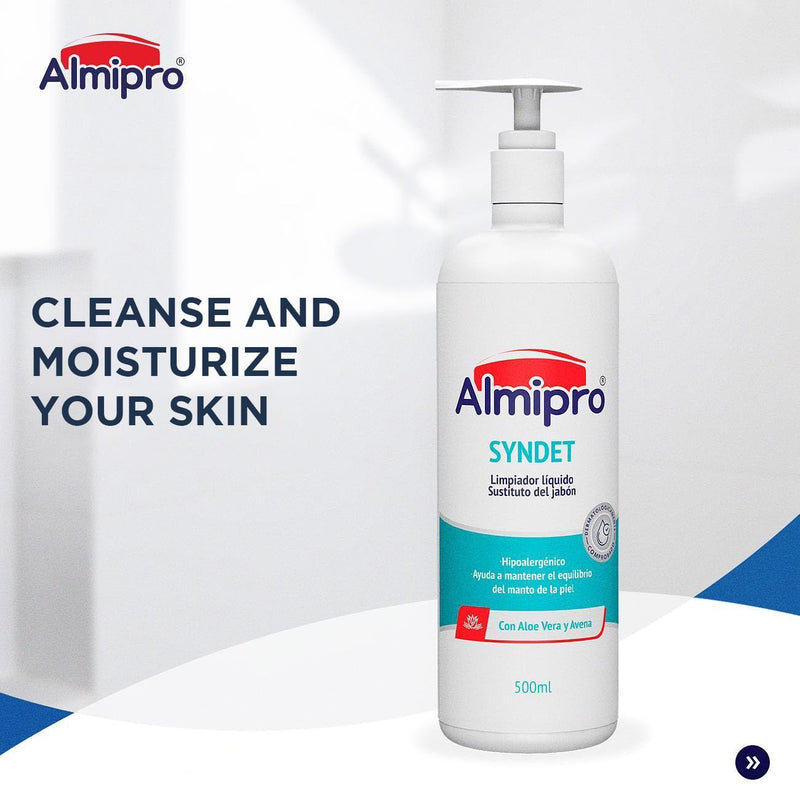 almipro Syndet Skin Cleanser | Soap-free Moisturizing Body Wash with Aloe Vera & Oatmeal for Dry, delicate, sensitive Skin | Dermatologist Recommended | Bottle 16.9 fl. oz.