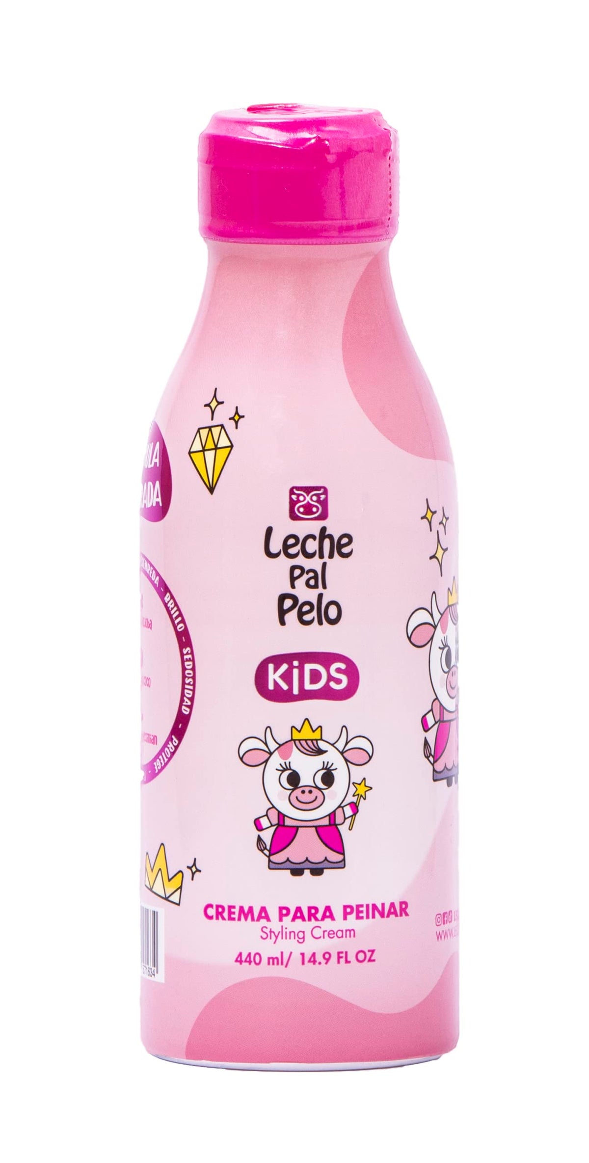 Leche Pal Pelo MEGAKIDS Kit: Shampoo + Conditioner + Styling Cream (Leave-in Conditioner) + Detangler Spay + Hair Splash SLS Free - Vegan - Abyssinian, Coconut & Jojoba