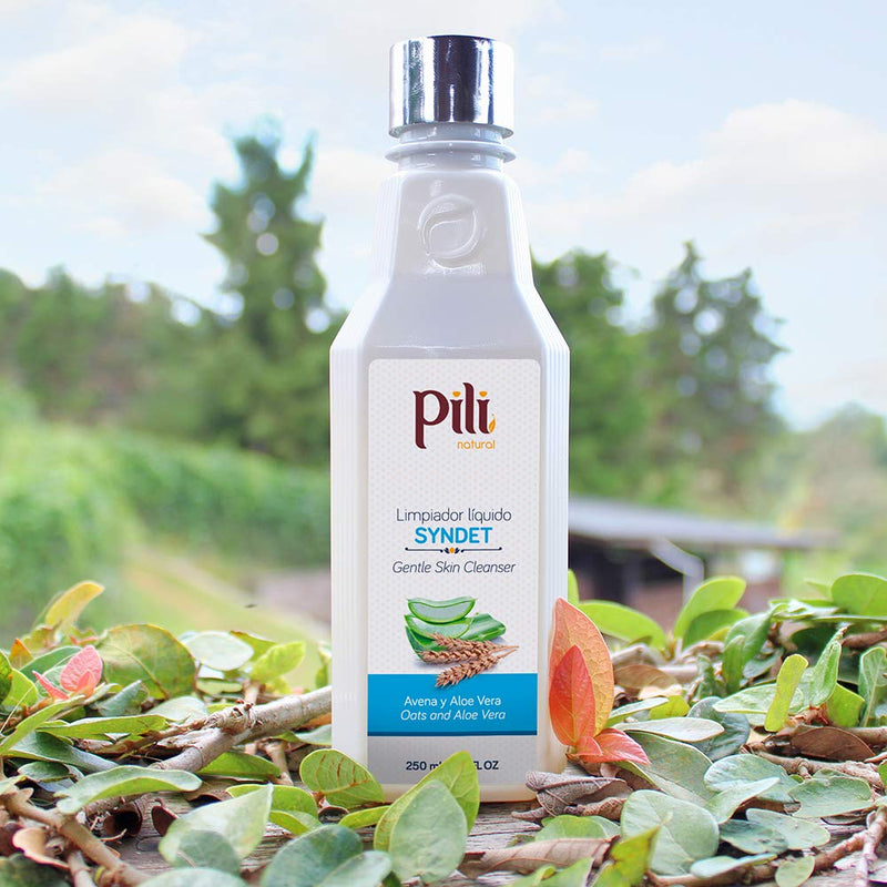 Pili Natural Syndet - Gentle Skin Cleanser with Oatmeal and Aloe Vera - Hypoallergenic cleanser for sensitive skin - 8.4 Fl.oz
