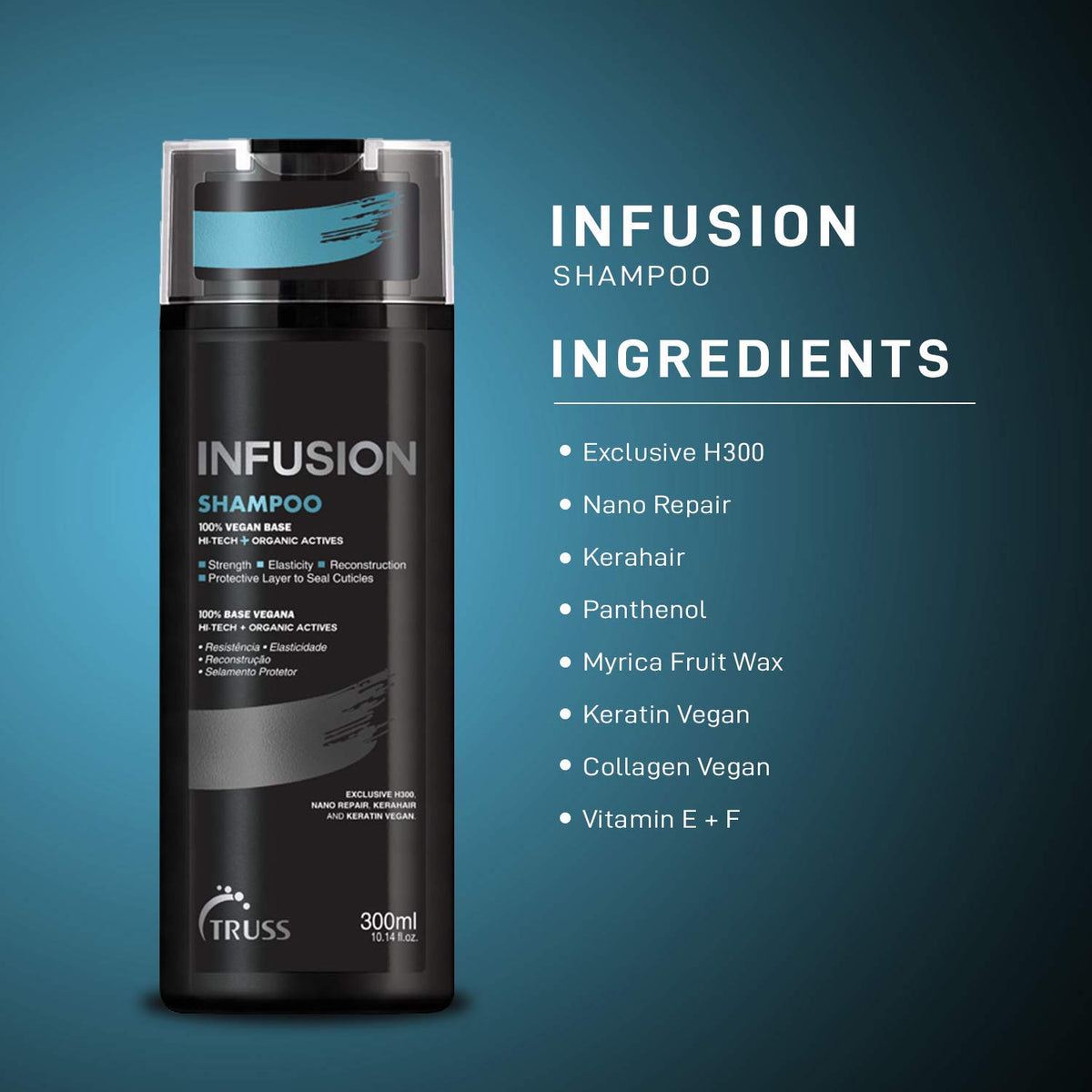 TRUSS Infusion Shampoo for Dry Dull Damaged Hair 100 Vegan Base K
