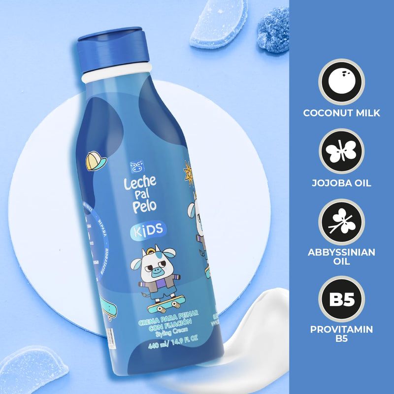 Leche Pal Pelo Kids Styling Cream 14.9oz - Nourishing Fixation with Jojoba, Abyssinia Oil, Coconut Milk & Provitamin B5