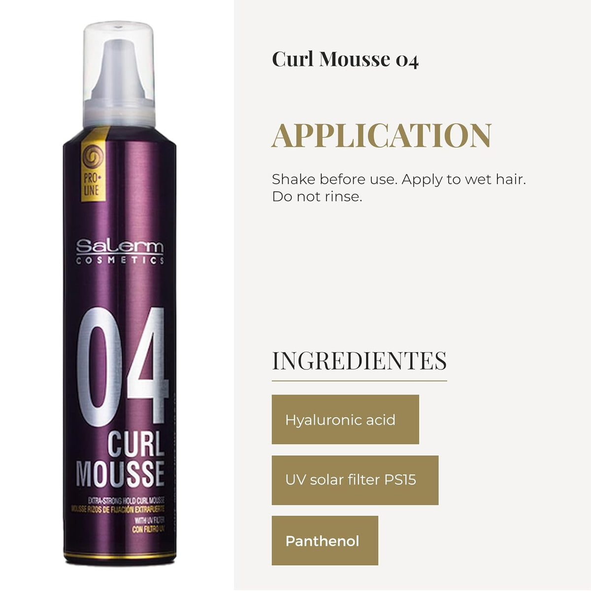 SALERM - Curly Hair Mousse - Pro Line Curl Mousse - 405 ml - More Defined and Flexible Curls - Extra Strong Hold - Anti-Humidity Effect - Color Protection