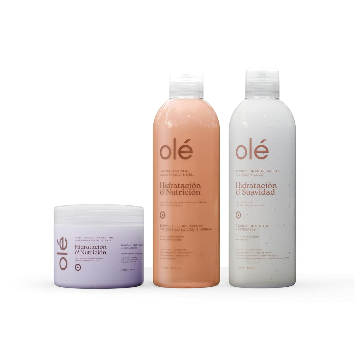 OLÉ Deep Hydration & Nutrition Hair Care Pack – Coconut Treatment + Hydrating Shampoo + Softening Conditioner
