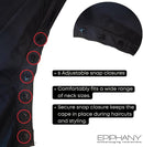 Epiphany Professional Barber & Hair Stylist Cape – Waterproof Hair Cutting Salon Cape with Adjustable Snap Closure, Lightweight Anti-Static Hairdresser Cape for Salon or Home Use, 57 x 67 in, Black