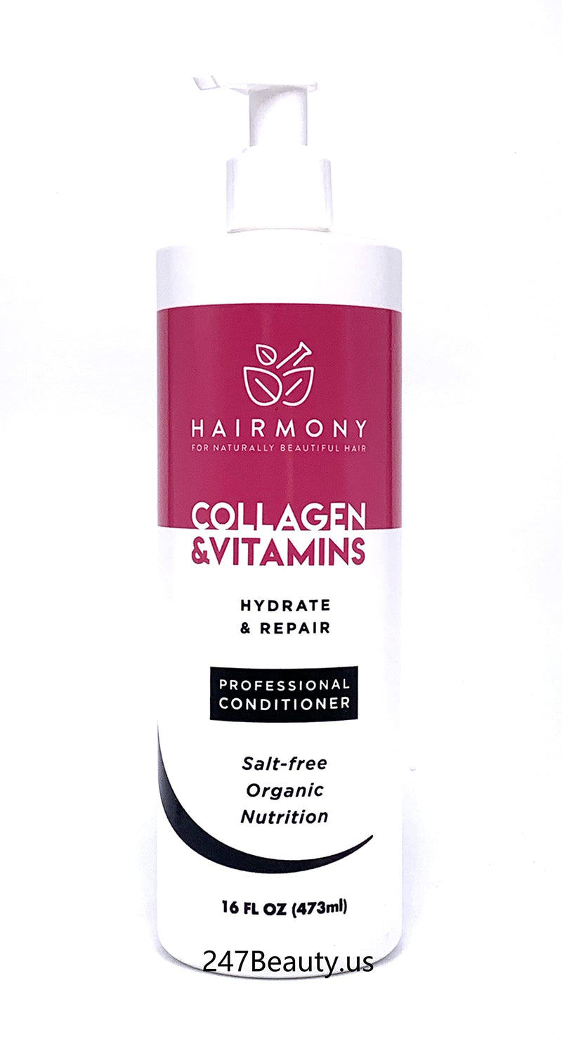 Hairmony Collagen Vitamins Professional Hydrate and Repair Hair Conditioner - Acondicionador Hidratante para el cabello (16 oz)