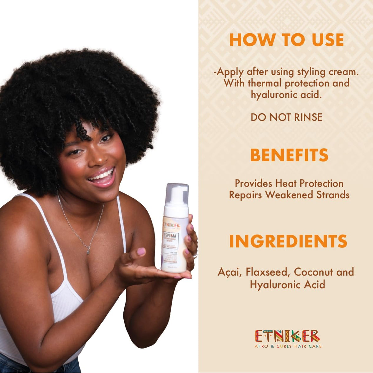 ETNIKER Curl Hair Care trio: Nourishing Shampoo, Deep Conditioning Mask & Curl Defining Foam | Cleanse, Hydrate, Detangle & Style | Coconut, Shea Butter, Acai, Flaxseed & Hyaluronic Acid | Sulfate-Fre