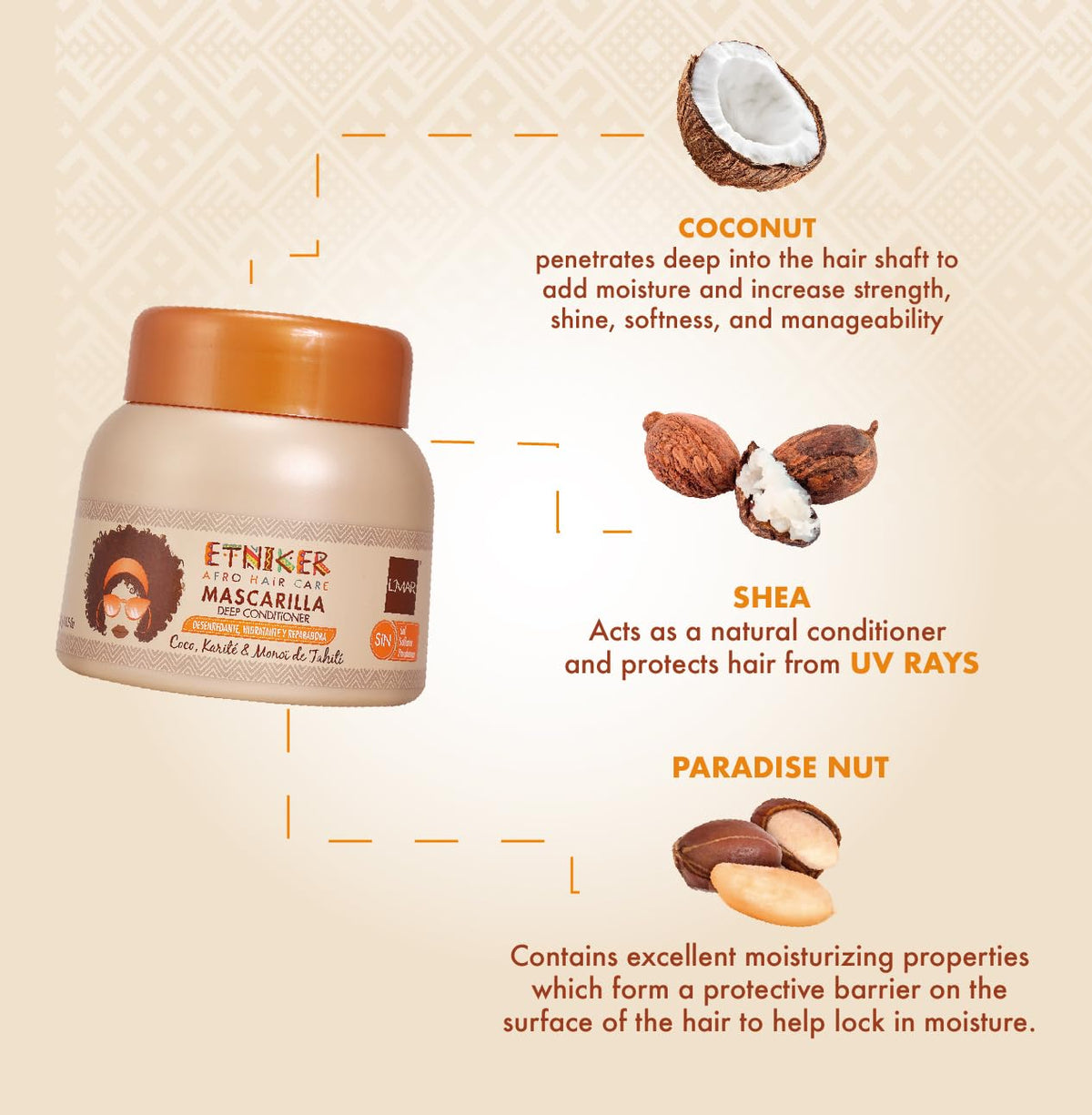 ETNIKER Curly Hair Care Bundle – Nourishing Shampoo & Deep Conditioning Mask | Hydrates, Softens & Restores Curls | Coconut & Shea Butter Formula | Sulfate-Free, Paraben-Free | 8.4 fl oz + 10 oz