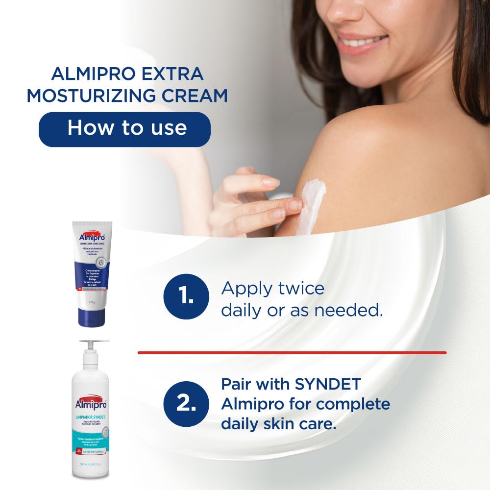 almipro Extra Moisturizing Cream for Dry, Delicate Skin – Intense Hydration with Calendula & Almond Oils – Nourishing Skin Barrier Cream for Fragile & Mature Skin – Fragrance-Free (4.2 oz)