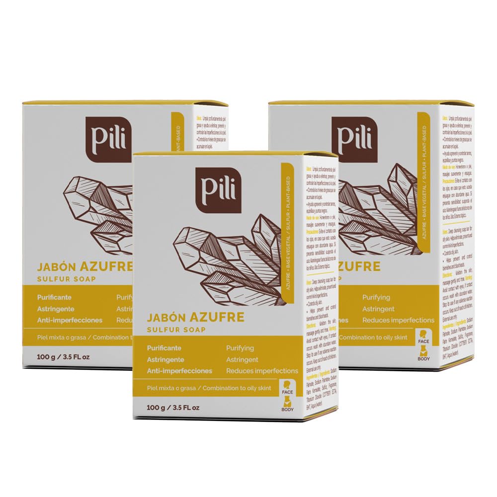 Pili Natural · Jabón de azufre · paquete de 3