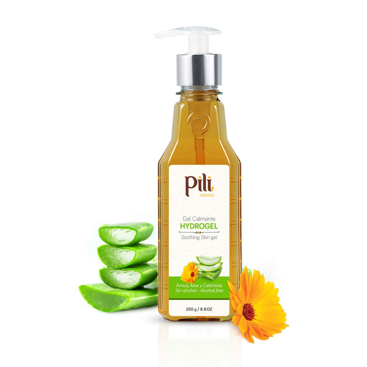 Pili Natural Hydrogel · Gel hidratante para rostro y cuerpo · 8.8 oz
