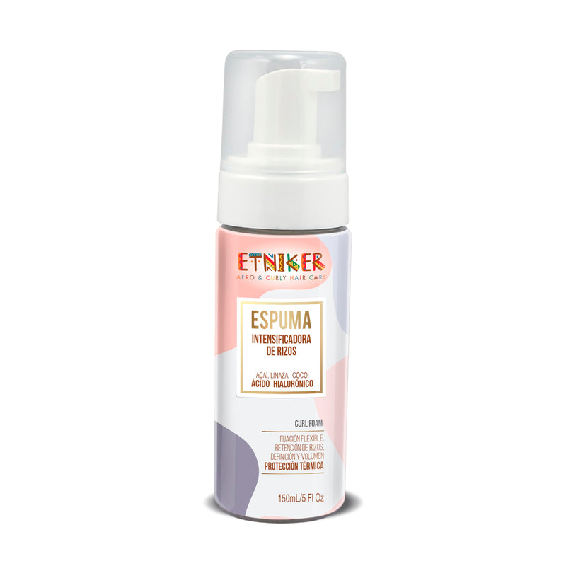 Etniker Curl Foam. Styling Foam for Curly & Wavy Hair. Frizz Control hair Mousse with Acai, flaxseed, coconut & Hyaluronic Acid. Hair Styling Products no Alcohols, Parabens or Silicone. 5 fl. oz.