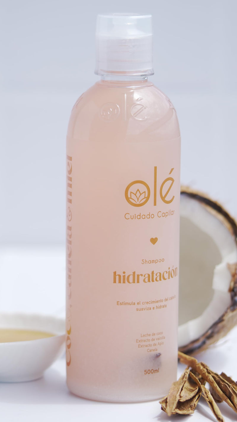 OLÉ Dry Hair 5 Piece Pack - Coconut pulp pre-shampoo + Coconut, Cinnamon & Honey Shampoo + Cotton & Coconut Conditioner + Detangling Thermo protector + Frizz Emergency Styling Cream