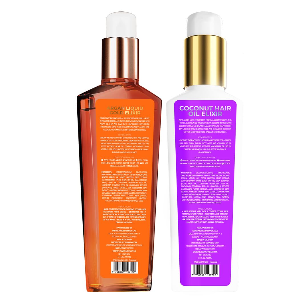 naissant Elixir Argan and Coconut Oil Hair Treatment | Frizz Control, Heat Protection, UV Protection | Nourishes, Repairs, and Softens | Increases Shine and Color Vibrancy (4 Fl Oz)