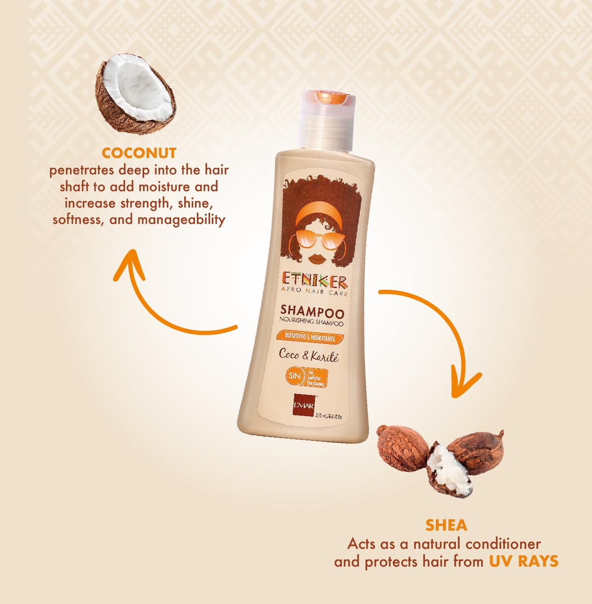 ETNIKER Curly Hair Care Bundle – Nourishing Shampoo & Deep Conditioning Mask | Hydrates, Softens & Restores Curls | Coconut & Shea Butter Formula | Sulfate-Free, Paraben-Free | 8.4 fl oz + 10 oz