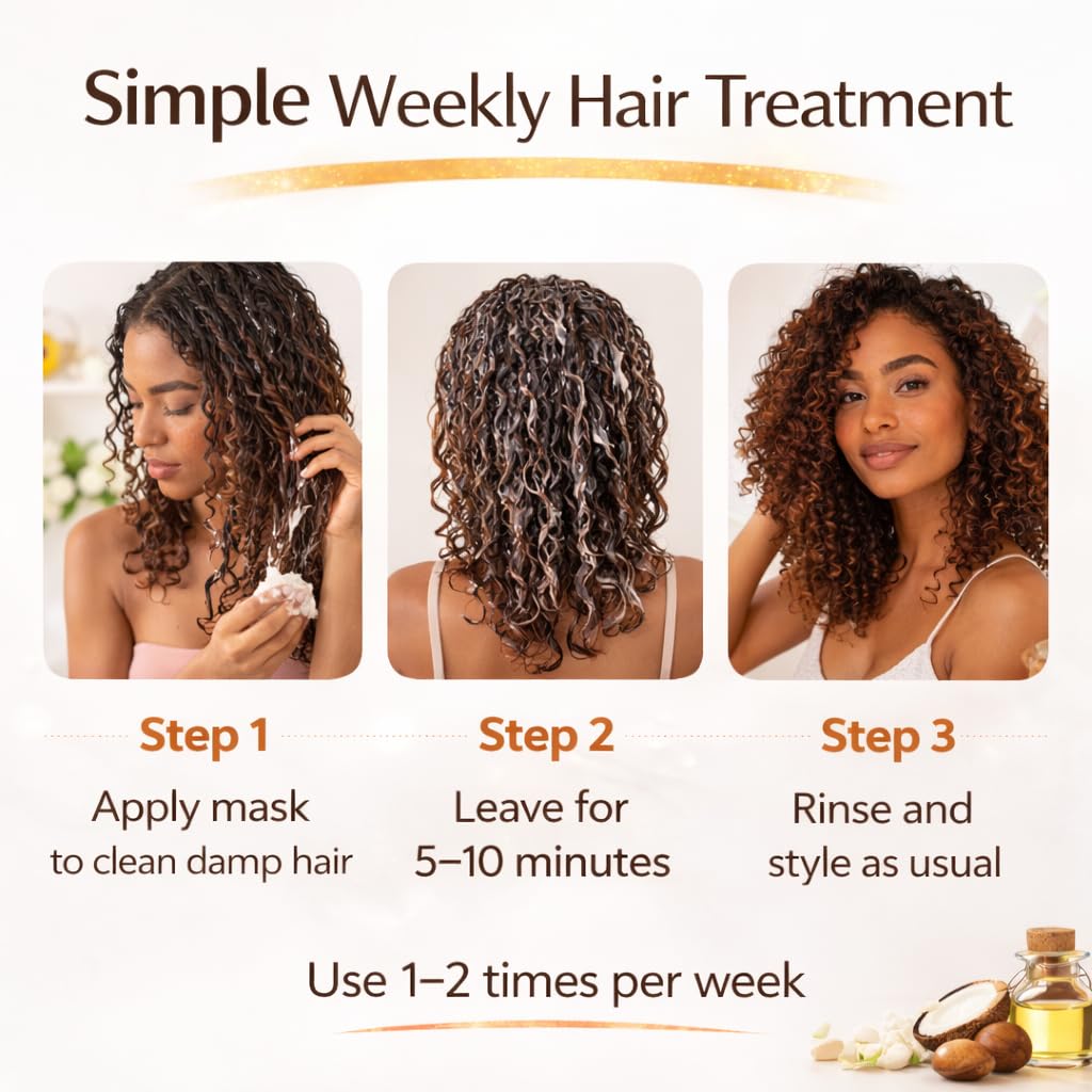ETNIKER Curly Hair Care Bundle – Nourishing Shampoo & Deep Conditioning Mask | Hydrates, Softens & Restores Curls | Coconut & Shea Butter Formula | Sulfate-Free, Paraben-Free | 8.4 fl oz + 10 oz