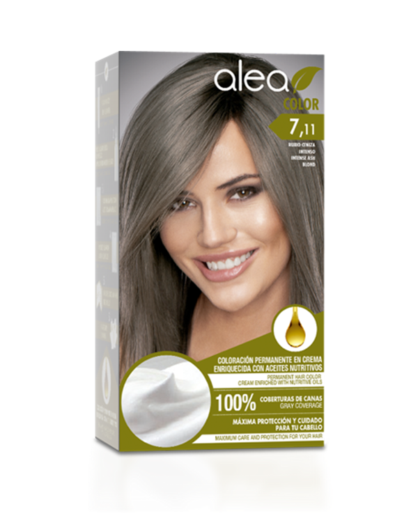 Alea Hair Color Cream Kit #7.11 Intense Ash Blond - Rubio Ceniza Intenso | Permanent Hair Dye - Argan and Macadamia Oil - 100% Gray Coverage