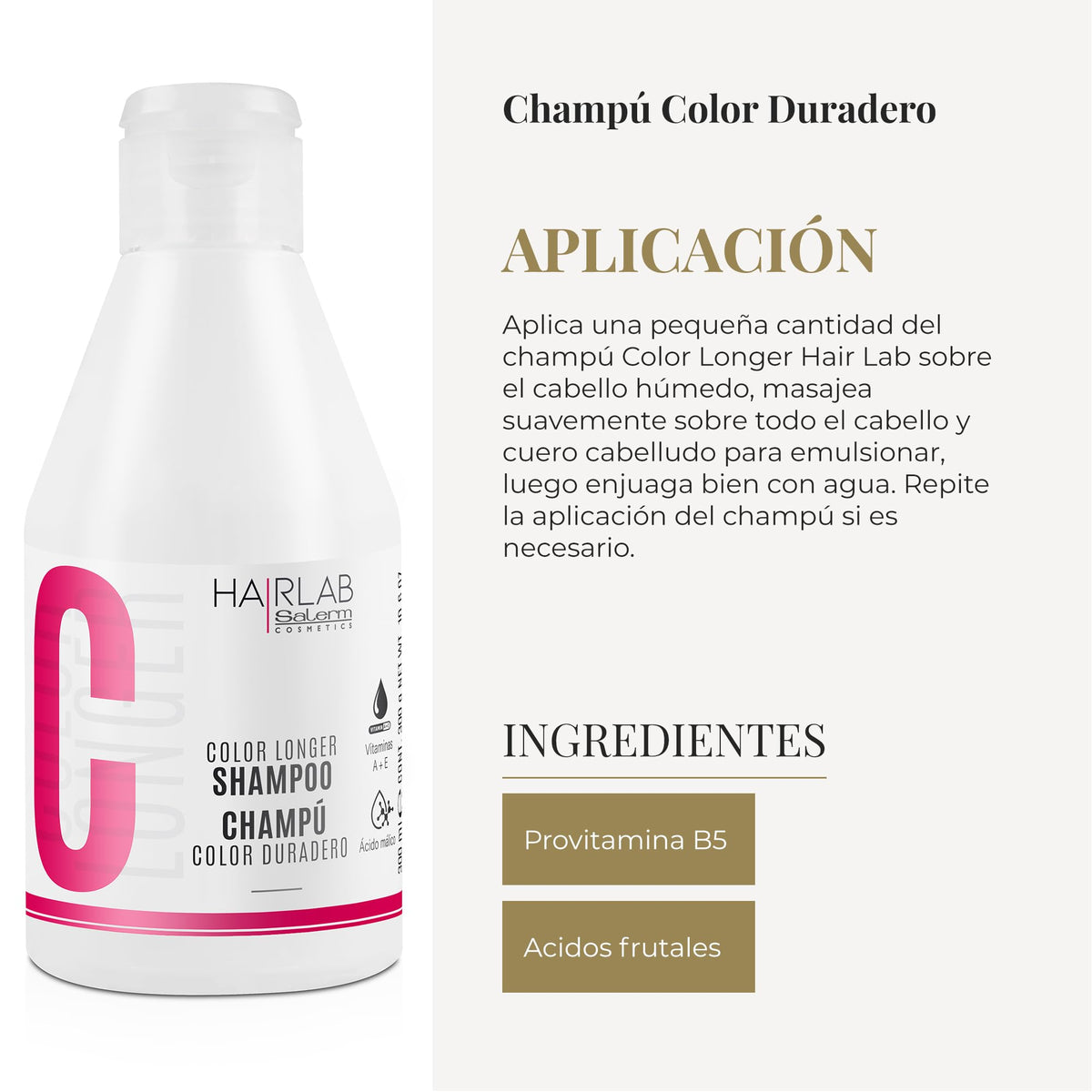 SALERM Coloured hair shampoo - longer hair dye shampoo - 300 ml - with Provitamin B5 and Ay E vitamins, seals and retains colour, without sulfates and parabens