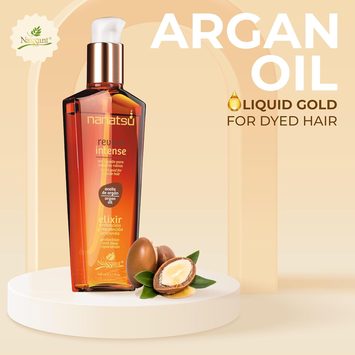 Naissant Professional Treatment Hair Care Argan Oil, Nourishes, Repairs, Softens and Protects I For Color Treated and Natural Hair I Heat Protectant for Hair (4 Fl Oz).
