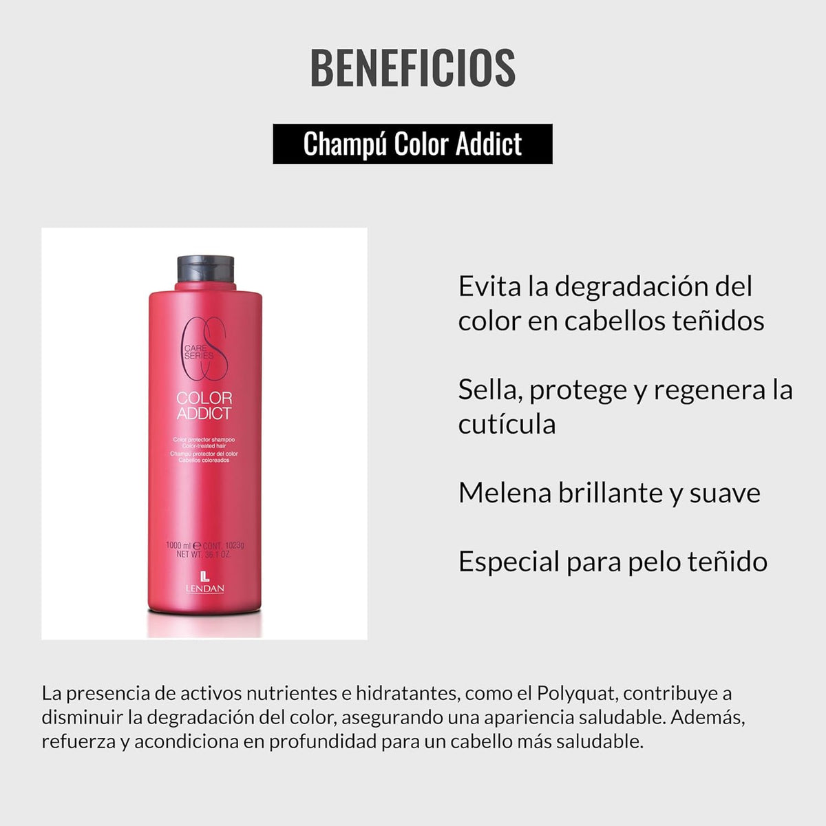 Lendan - Colored Hair Shampoo - Color Addict Shampoo - 1000 ml / 36.01  oz