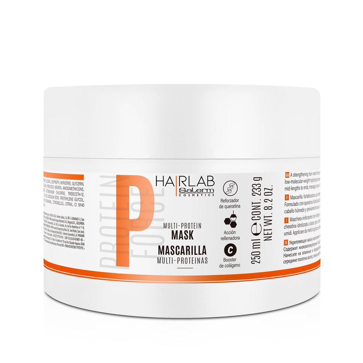 Salerm Cosmetics HAIRLAB MULTI-PROTEIN 4-PIECE KIT for Damage Hair,  Shampoo 10.6oz + Balsam 9.8oz + Mask 8.2oz + Silk Touch 4 fl.oz