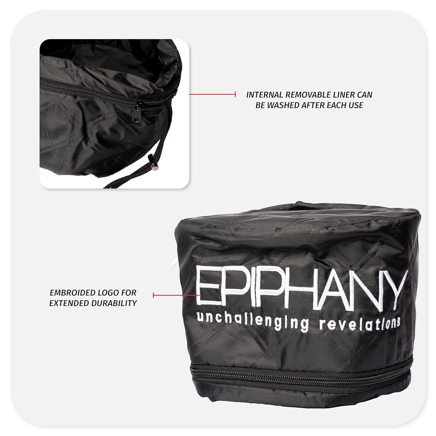 Epiphany Heat Cap for Deep Conditioning Hair Treatments – Electric Thermal Cap with 9 Heat Settings, Removable Washable Liner, Adjustable Fit, Long 8ft Cord, Embroidered Logo – Hair Repair & Hydration