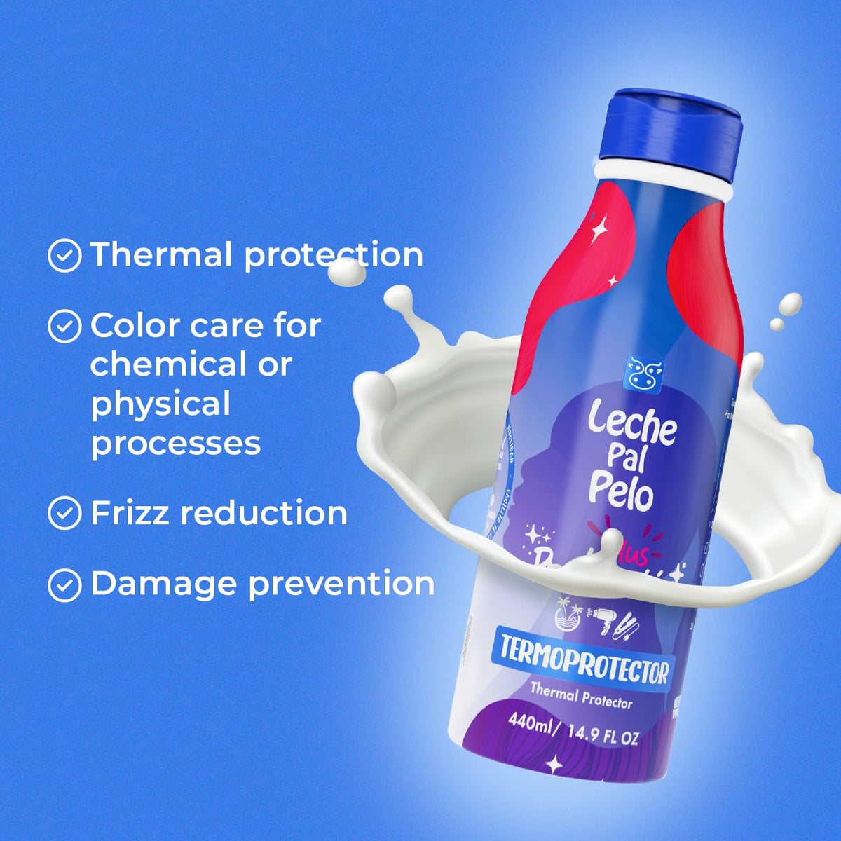 Leche Pal Pelo Color Protection Thermal Protector For Hair Leave-in Treatment - Proteccion Color Tratamiento Termoprotector para cabello 14.9 oz.