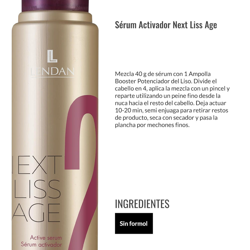 LENDAN - Next Liss Age Activating Serum No. 2 - 300 ml - Step 2 Professional Pack - Enhances Professional Hair Straightening Treatment - Nourishes and Strengthens Hair Fiber - Formaldehyde-Free