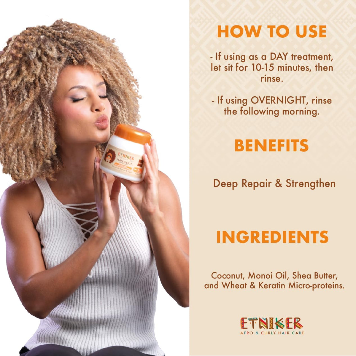 ETNIKER Curly Hair Care Bundle – Nourishing Shampoo & Deep Treatment | Hydrates, Softens & Restores Curls | Coconut & Shea Butter Formula | Sulfate-Free, Paraben-Free | 8.4 fl oz + 20 oz