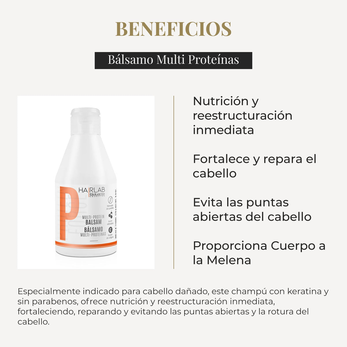 Salerm Cosmetics HAIRLAB MULTI-PROTEIN BALSAM 9.8 OZ /300ml
