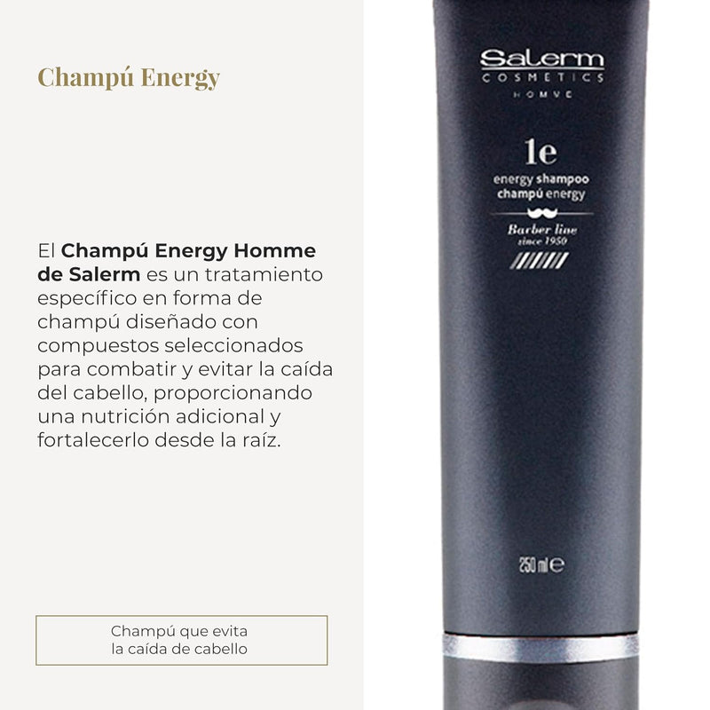 Salerm Homme Energy Shampoo 1e Men Barber Line- 250 ml/ 9 Oz.