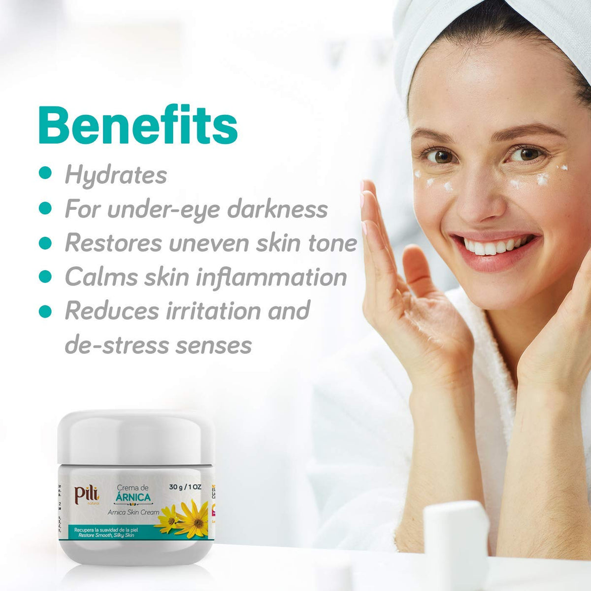 Pili Natural Arnica Cream - Restore Skin conditions - Crema de Arnica -1 oz