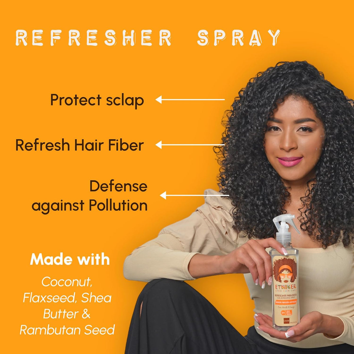 Etniker Kit for Curls: ETNIKER Jelly Gel and Curl Refresher Spray | Nourish, Define, and Revive with Coconut, Flaxseed, and Shea Butter | Silicone, Oil, and Paraben-Free | 2-piece set
