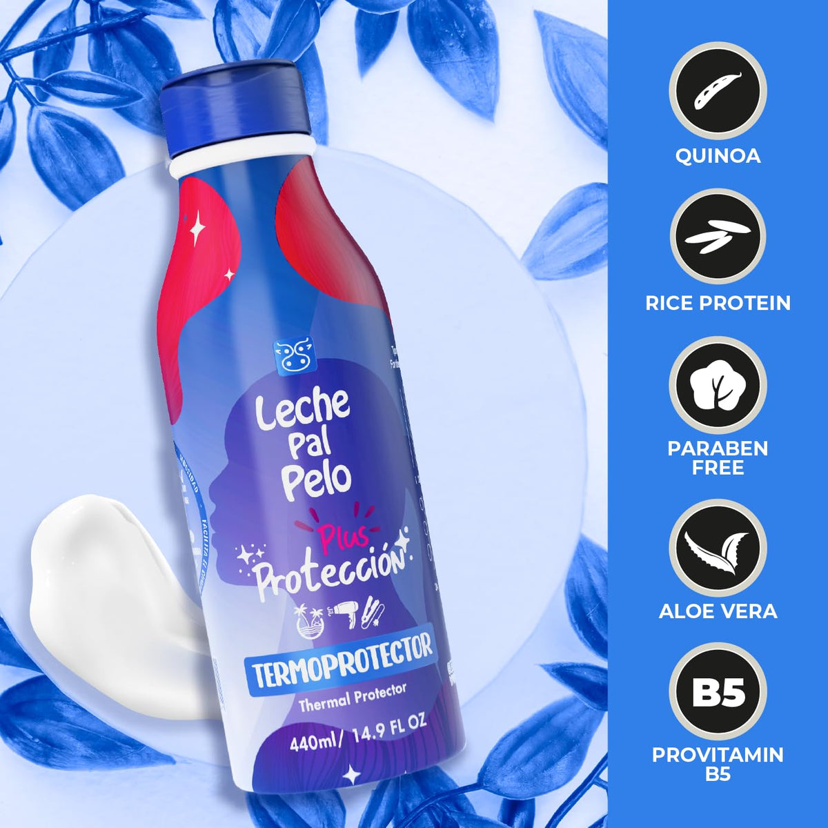 Leche Pal Pelo Protección Color · Termoprotector sin enjuague · 14.9 oz
