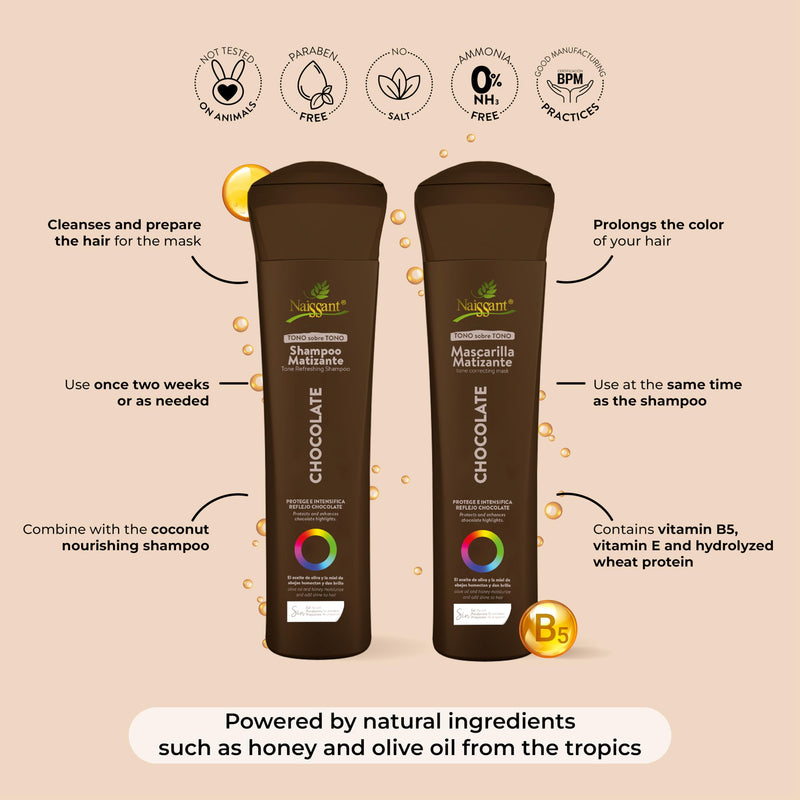 naissant Chocolate Hair Toning Set | Color Depositing | Refresh & Neutralize Brassy Tones | Paraben, Ammonia & Sulfate Free | Pro-Vitamin B5, Olive Oil & Honey (Chocolate) 10.1 Fl Oz