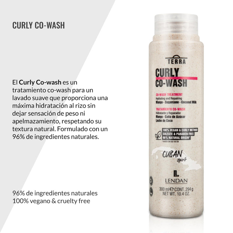 Lendan Curly Cuban Spirit 2-PIECE KIT by Terra with Low Poo Shampoo 10.6 oz + Co-Wash Treatment 10.4 oz