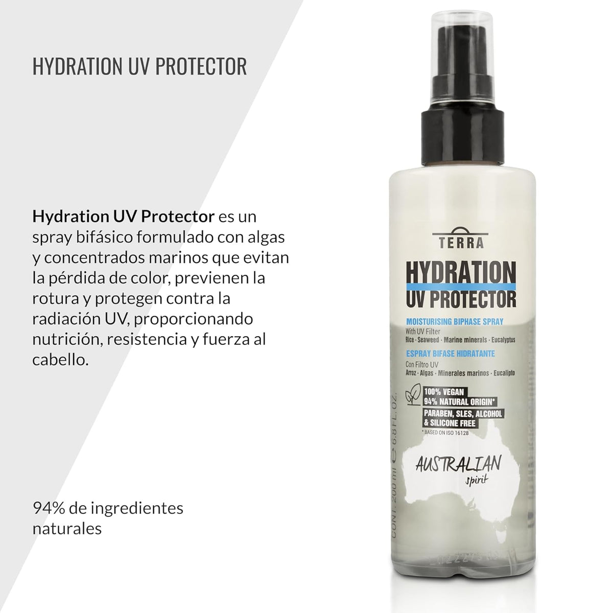 Lendan - Leave-In Detangling Spray for Hair - Terra Hydration UV Protector - 200 ml - Biphase Hydrating Spra