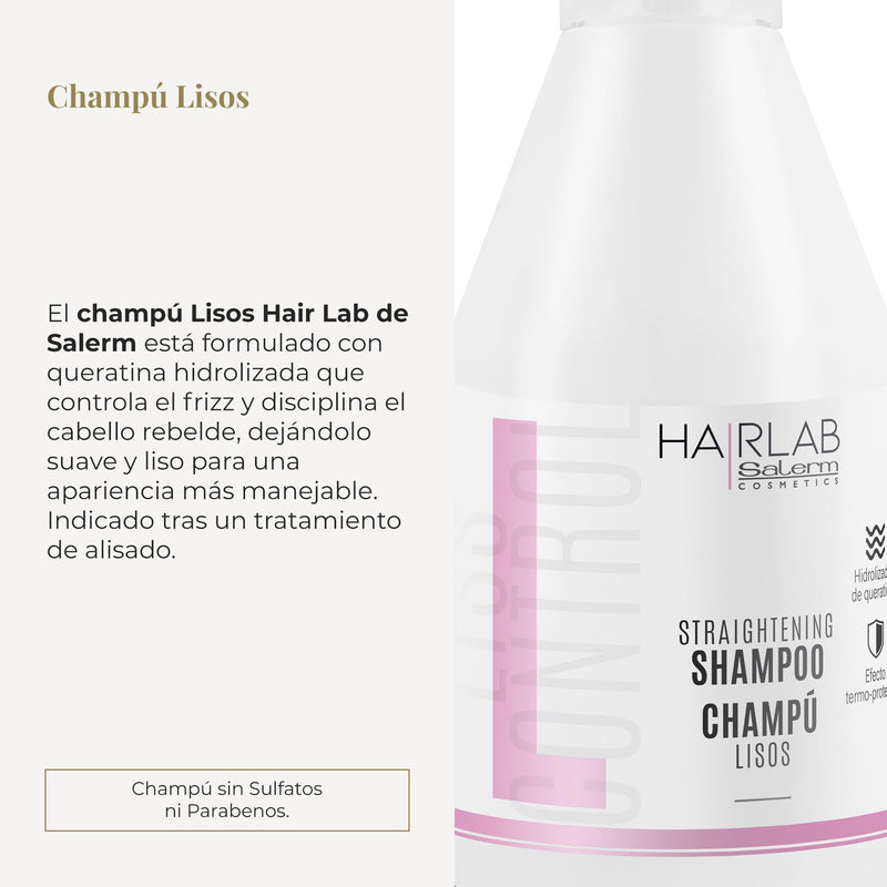 Salerm Cosmetics HAIRLAB  STRAIGHTENING 2-PIECE KIT for Damage Hair,  Shampoo 10.6oz + Mask 8.2oz