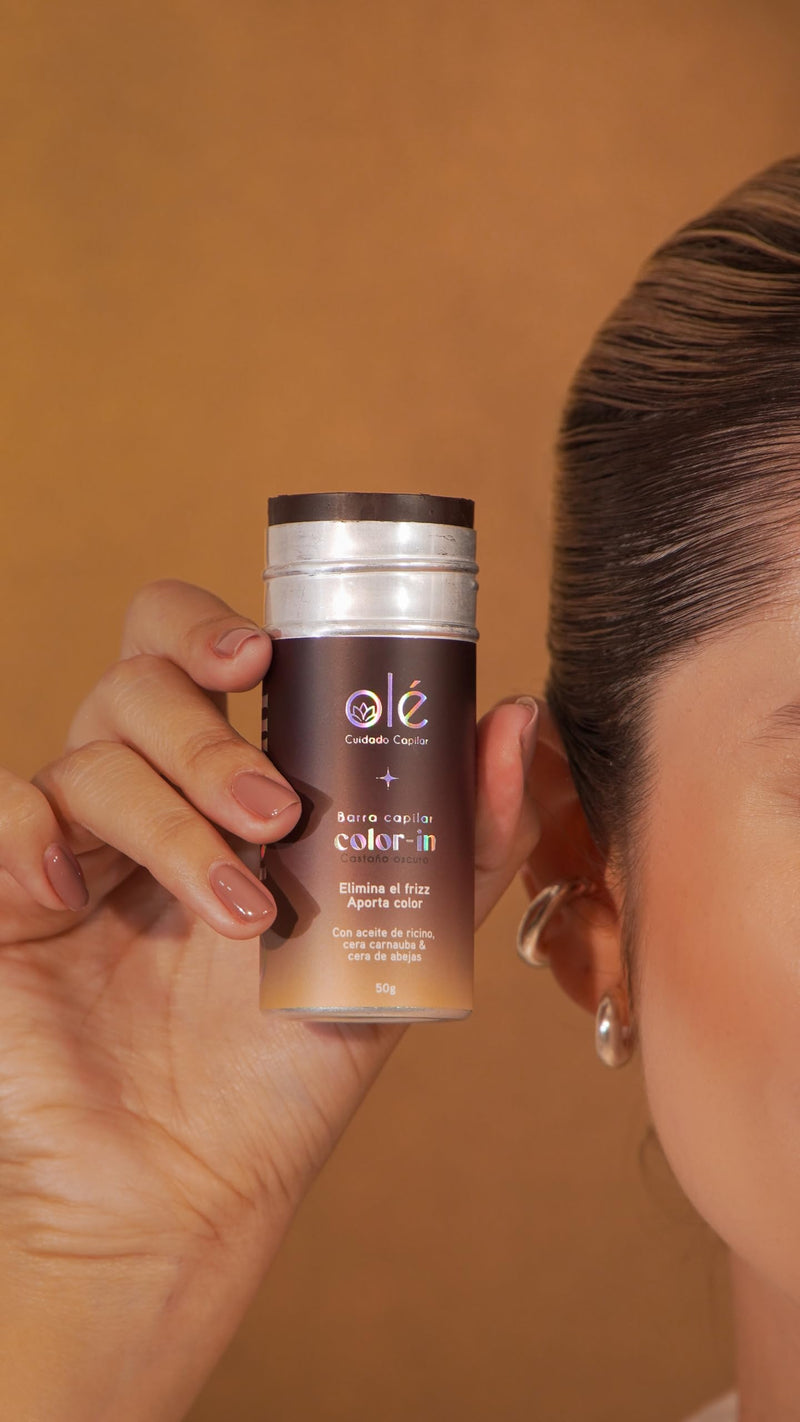 OLÉ Hair Wax Stick Color Inn | ANTI-FRIZZ | This Wax Stick Gives You Soft Dark Brown Color | Duration For 12 Hours. Without paraffin. Controls frizz and shades instantly. Matte effect