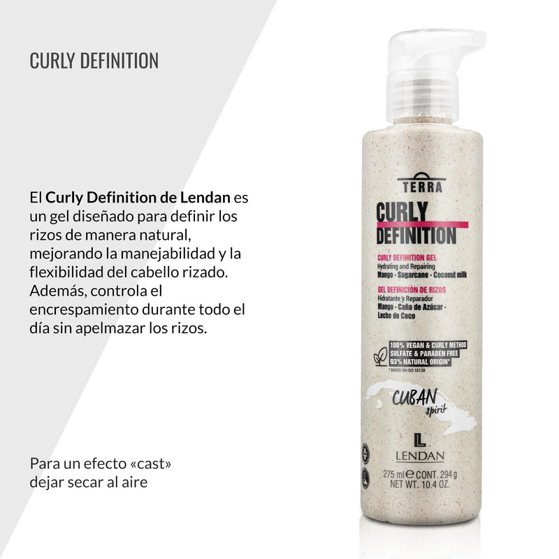 Lendan Curly Cuban Spirit 3-PIECE DEFINITION KIT  by Terra with Low Poo Shampoo 10.6 oz + Co-Wash Treatment 10.4 oz + Curl Defining Gel 9.7 oz