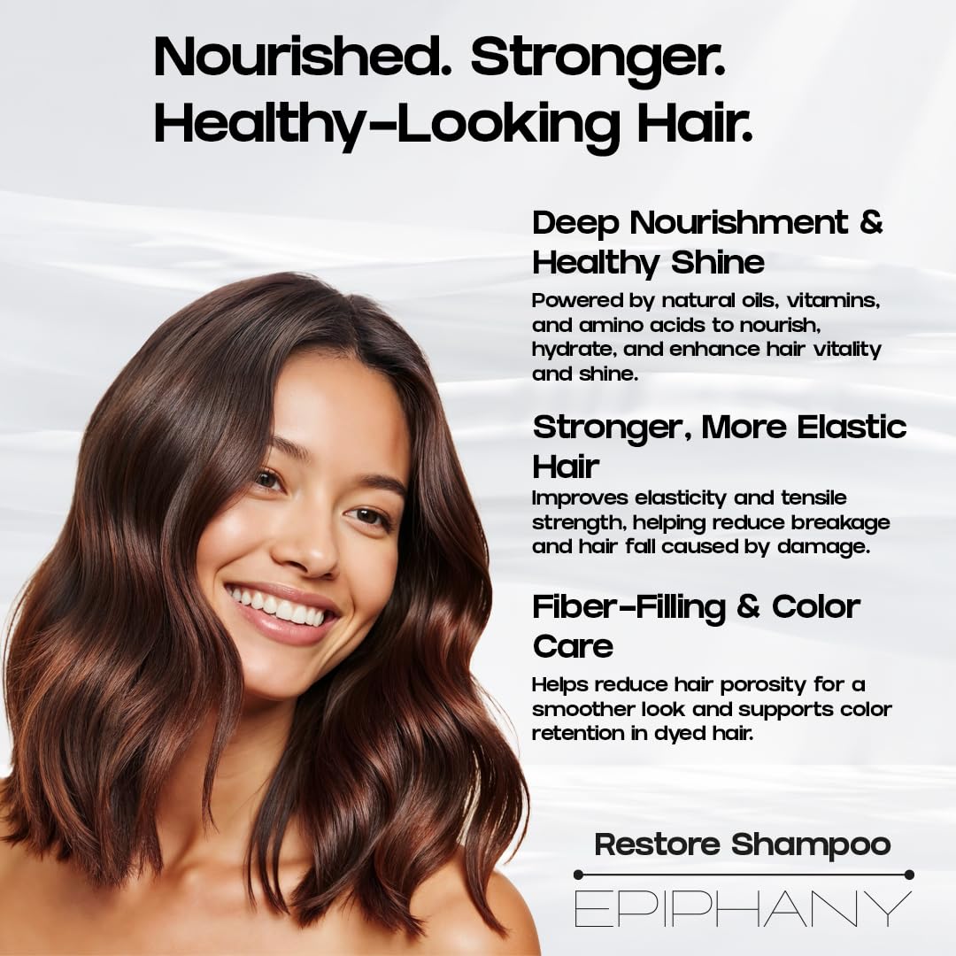 Epiphany Sulfate Free Shampoo – Hydrating Repair for Color Treated & Chemically Processed Hair | Coconut, Avocado & Argan Oil | UV Protection | Daily Use