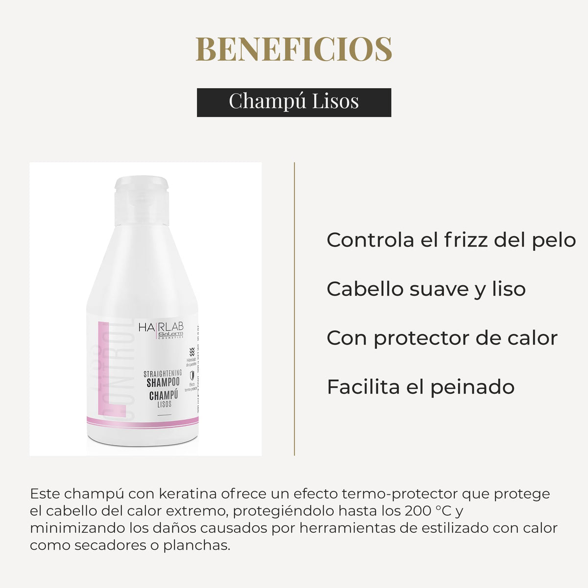 Salerm Hair Lab Straightening Shampoo 10.6 oz - Champú Cabellos Lisos 300ml