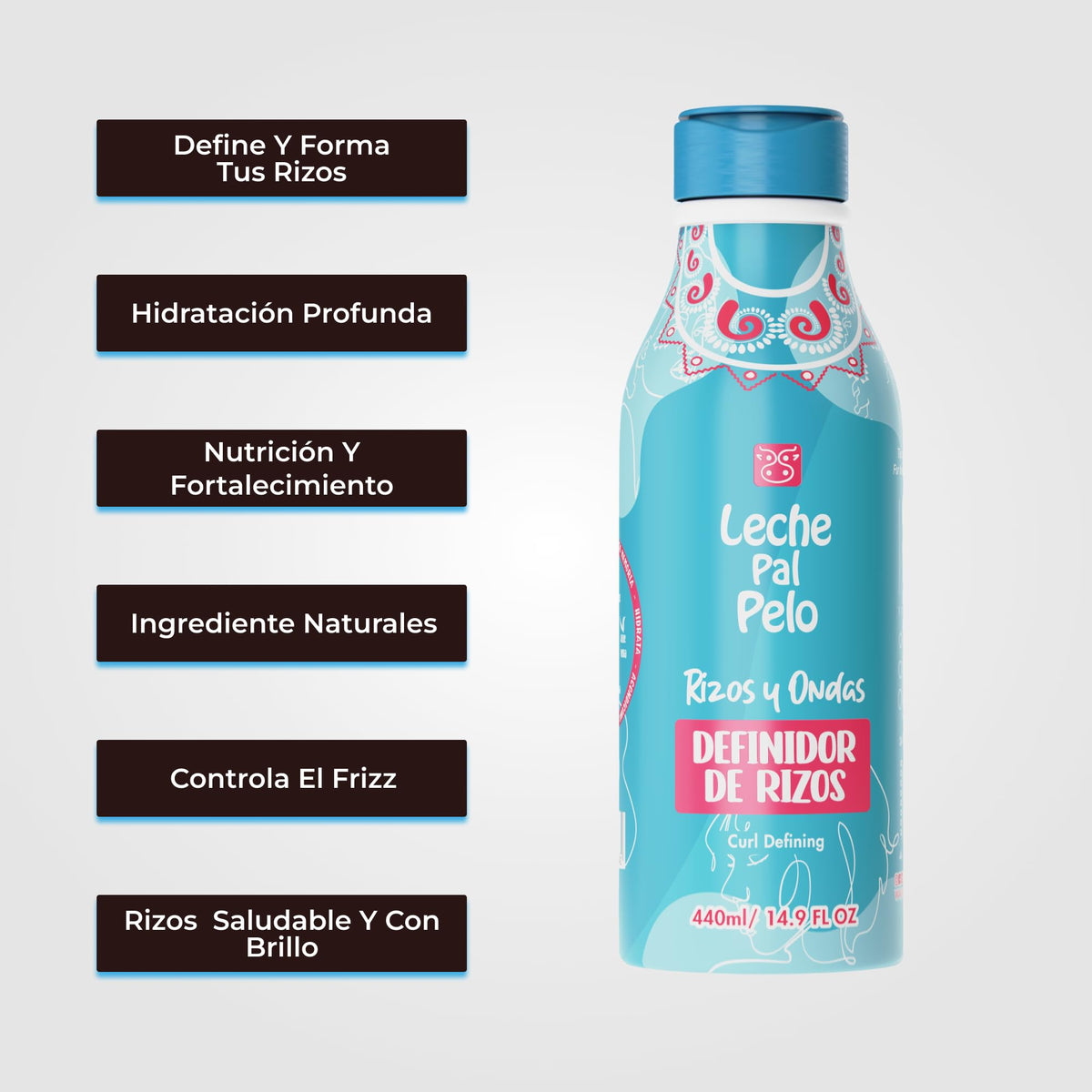 Leche Pal Pelo Curl Defining Definidor de rizos, Jojoba Oil & Aloe Vera, Healthy & Shiny Curls, Reduce Frizz & Flyaways, 14.9 OZ