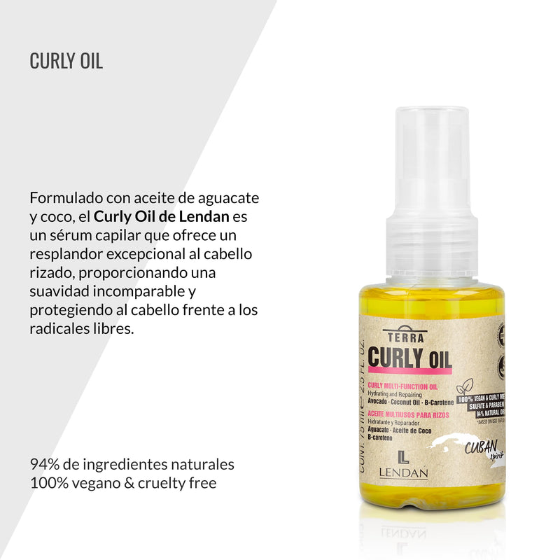 Lendan Curly Cuban Spirit 5-PIECE KIT by TERRA with Low Poo Shampoo 10.6 oz + Co-Wash Treatment 10.4 oz + Curl Defining Gel 9.7 oz + Curl Activator Cream 9.0 oz + Curly Oil 2.5 fl.oz