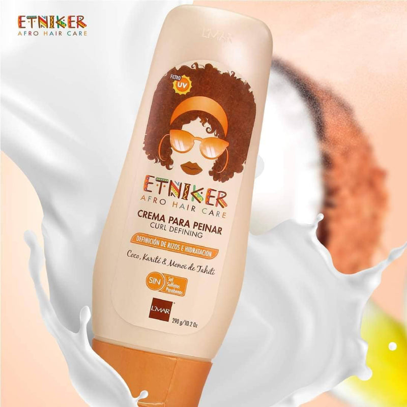 ETNIKER Afro-textured, Curly & Wavy hair Wash Kit: Styling Cream, Nourishing Shampoo, and Deep Conditioning Mask with Coconut, Shea Butter & Monoi Oil. Free S&S Mineral Oil, Parabens (3piece Set)