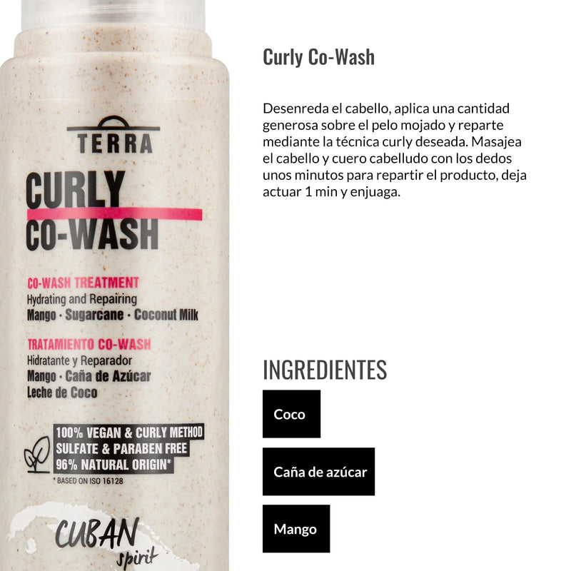 Lendan Curly Cuban Spirit 4-PIECE DEFINITION & OIL KIT  by Terra with Low Poo Shampoo 10.6 oz + Co-Wash Treatment 10.4 oz + Curl Defining Gel 9.7 oz + Curly Oil 2.5 fl.oz