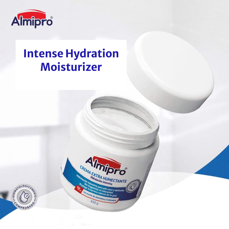 Almipro Extra Moisturizing Cream. Daily Skin’s barrier Protectant & Moisturizer Cream for fragile, Dry skin. Intense Hydration Moisturizer with Calendula & Almond Oils for mature, thin, delicate skin.