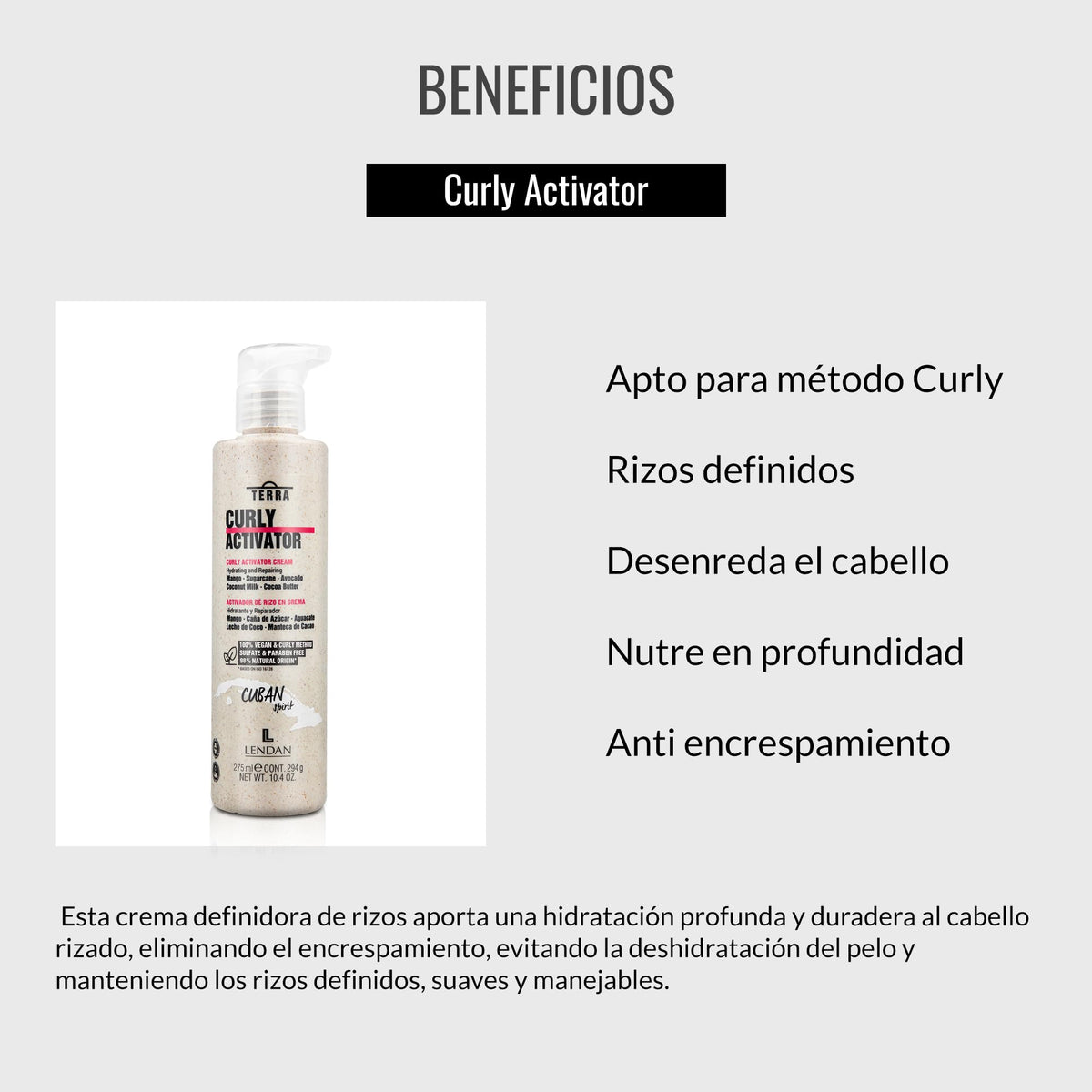Lendan - Terra Curly Cuban Spirit - Curly Activator Cream 275ml/9.0oz