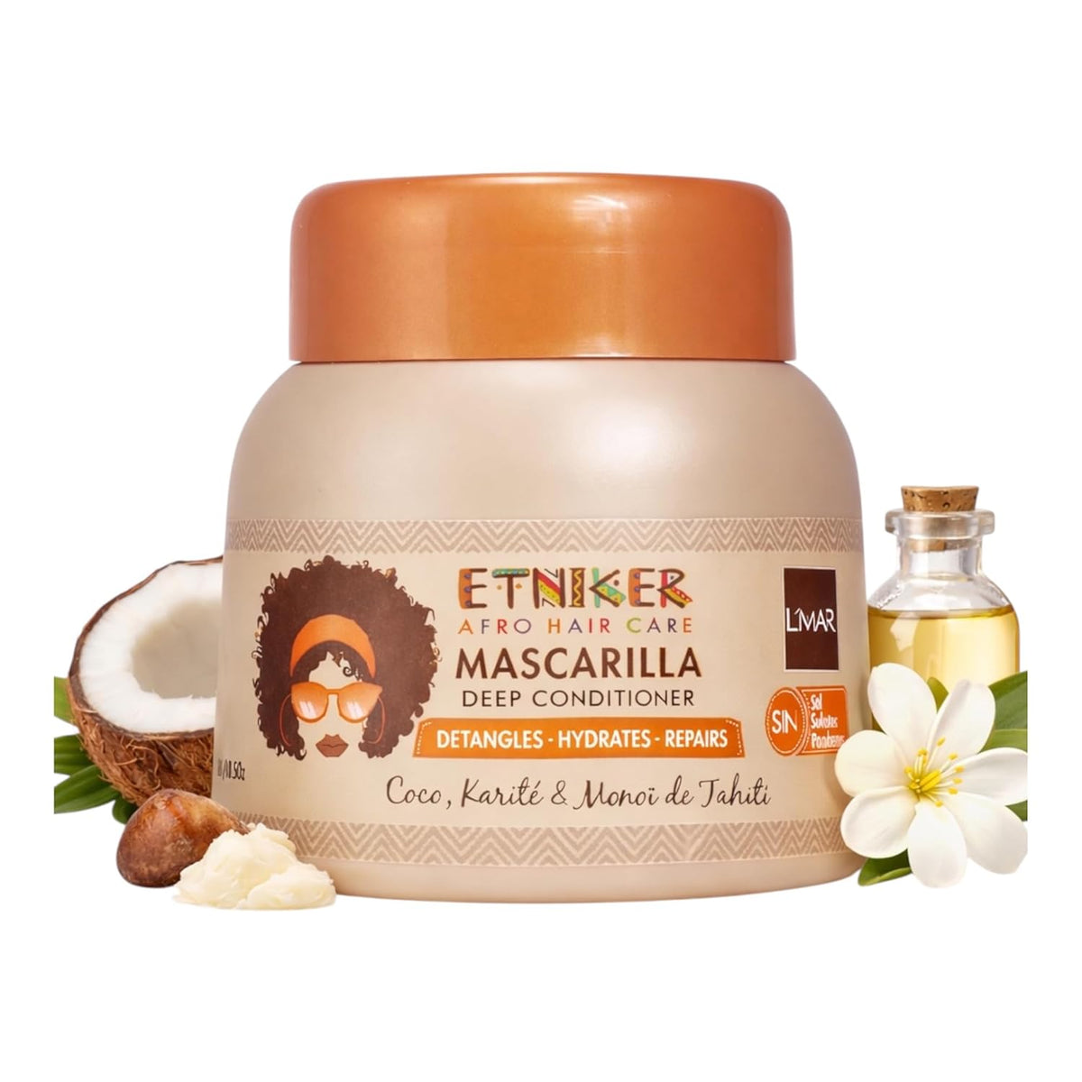 ETNIKER Curly Hair Care Bundle – Nourishing Shampoo & Deep Conditioning Mask | Hydrates, Softens & Restores Curls | Coconut & Shea Butter Formula | Sulfate-Free, Paraben-Free | 8.4 fl oz + 10 oz