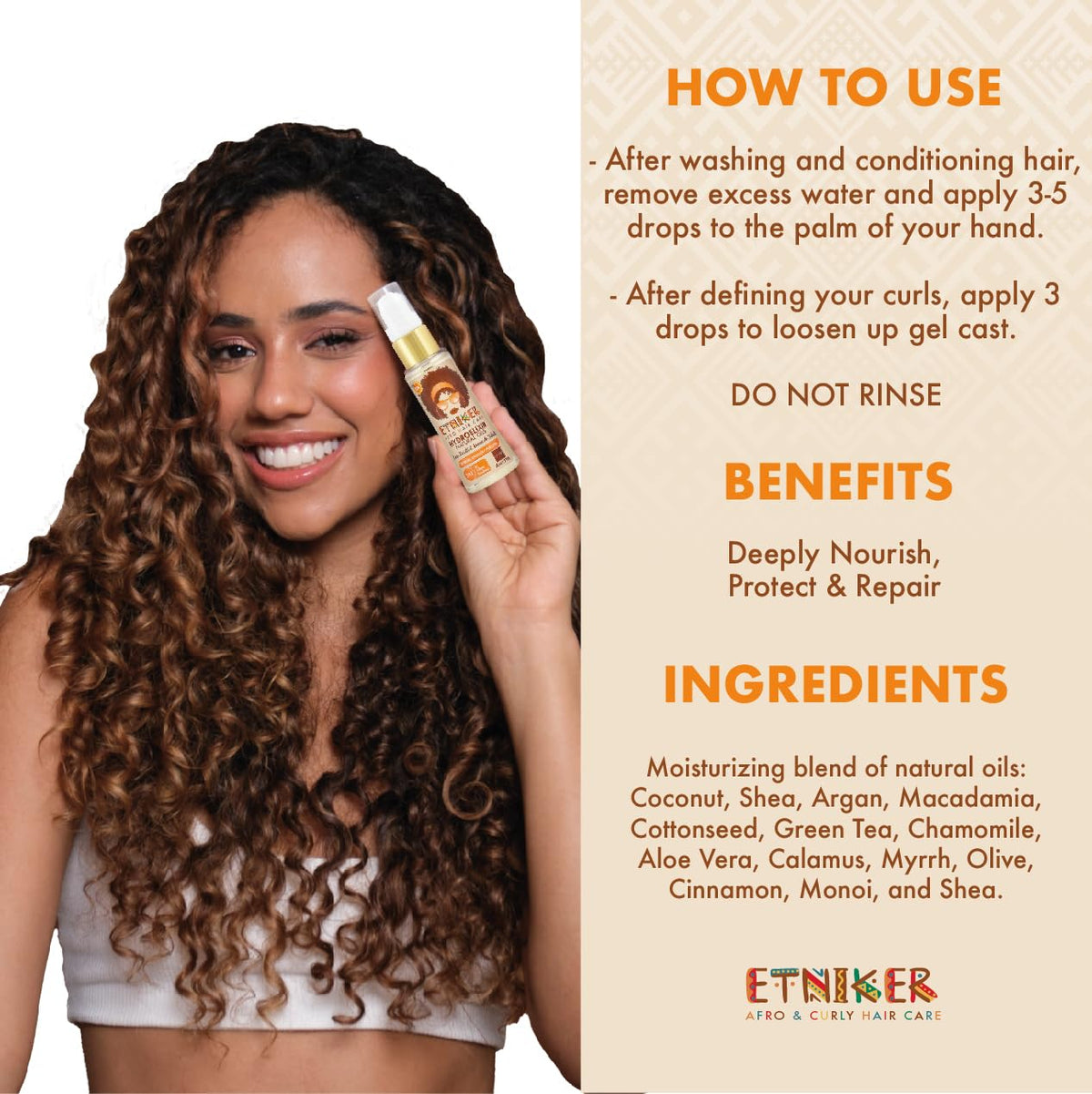 Etniker Andino + Hydroelixir Hair Care Bundle: 4-in-1 Hydrating & Repairing Treatment (35 oz) + Hydroelixir Natural Oils (Salt & Paraben-Free) for Curly, Dyed, Bleached Hair